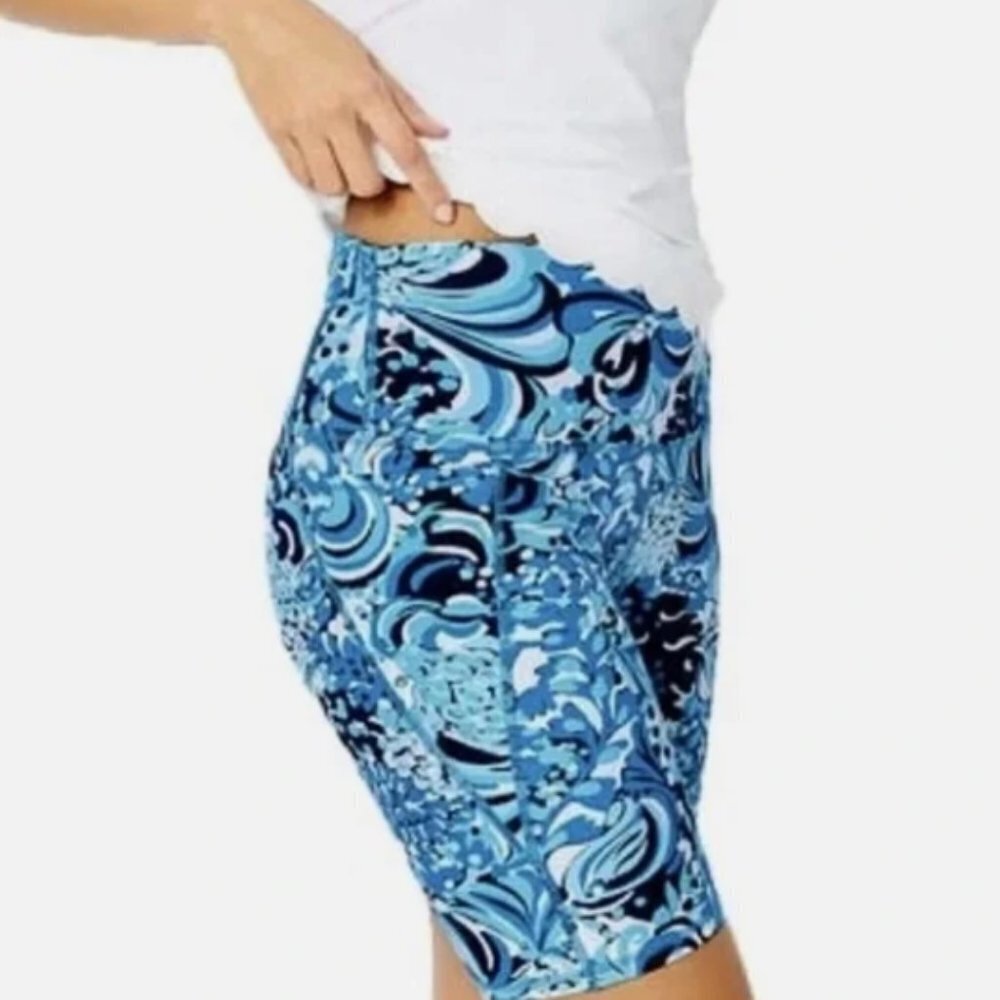 LILLY PULITZER Luxletic High Rise South Beach Bike Shorts Mermazing NWT XXS
